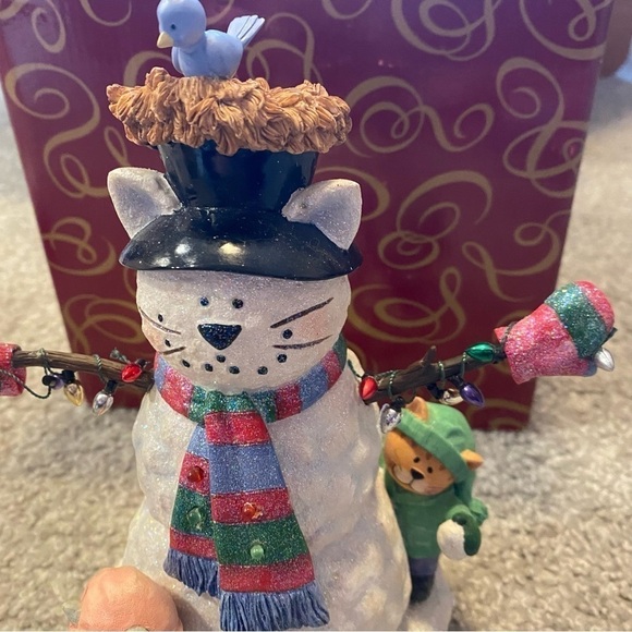 San Francisco Music Box Company Snowman Cat Figurine Christmas Winter Decor - Picture 4 of 9